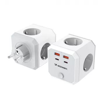 Wozinsky WKZ-4B Power Cube 4x AC 2x USB-A 2x USB-C PD 20W 4000W Λευκό