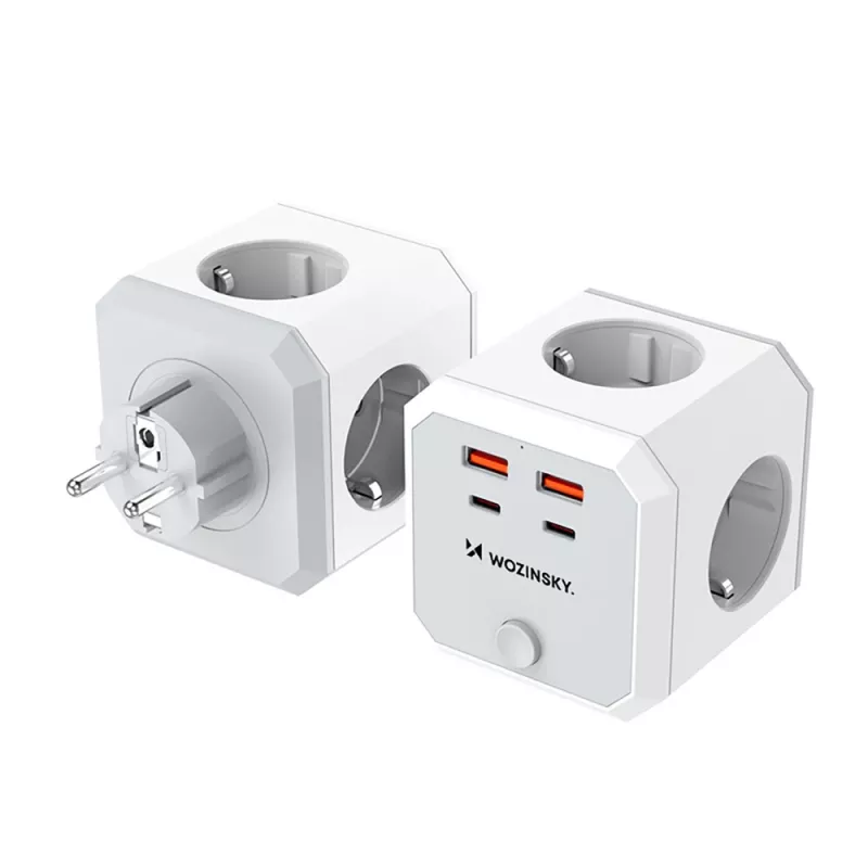 Wozinsky WKZ-4B Power Cube 4x AC 2x USB-A 2x USB-C PD 20W 4000W Λευκό