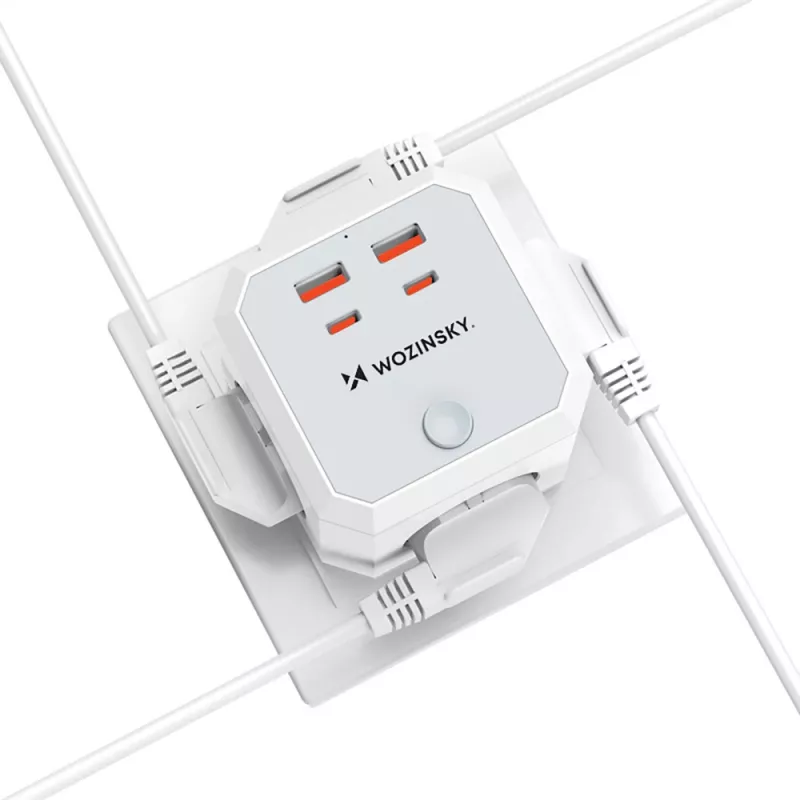 Wozinsky WKZ-4B Power Cube 4x AC 2x USB-A 2x USB-C PD 20W 4000W Λευκό