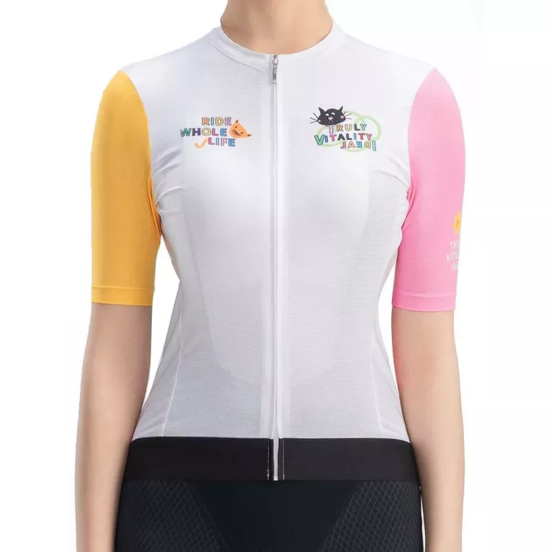 Rockbros γυναικείο ποδηλατικό jersey L λευκό με print