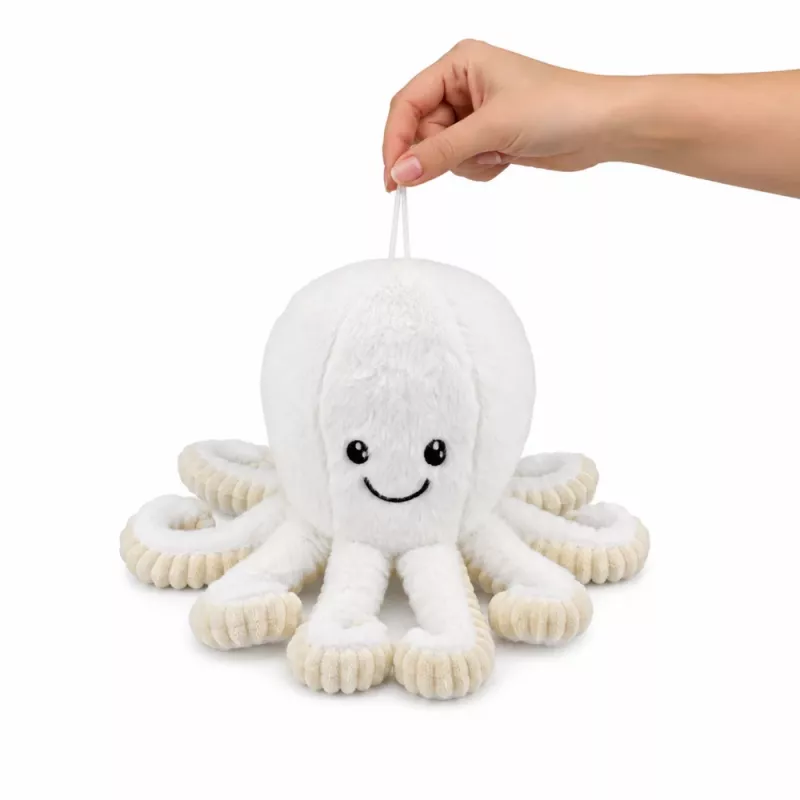 LEAN TOYS λούτρινο χταπόδι με ελαστικά πλοκάμια, λευκό, 30 cm