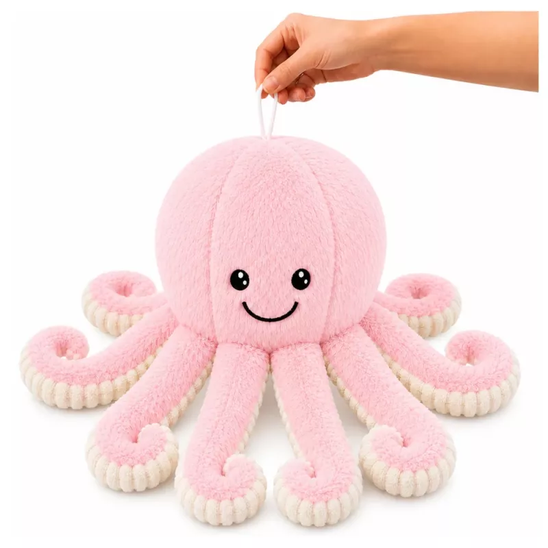 LEAN TOYS λούτρινο χταπόδι με ελαστικά πλοκάμια ροζ 50 cm