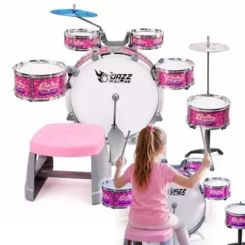 SUPRIMO K-DRUMS 3 Ροζ Παιδικό ντραμς με σκαμπό και μπαγκέτες