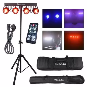 LIGHT4ME LED BAR COB PAR 4x30W RGB Προβολέας PAR LED με τρίποδο και προστατευτικό κάλυμμα