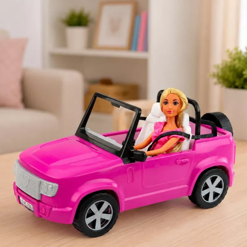 LEAN TOYS Κούκλα Anlily σε μωβ κάμπριο με βάση κινητού και ακουστικά