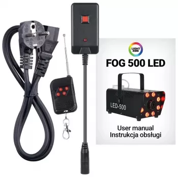 LIGHT4ME FOG 500 Γεννήτρια ομίχλης LED, 500 W, RGB LED, δοχείο 0,5 L, τηλεχειριστήριο με καλώδιο