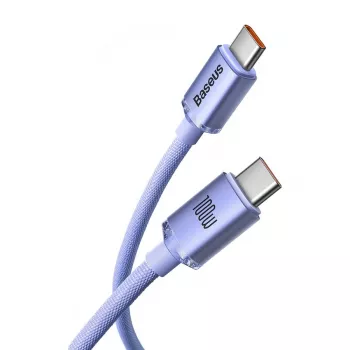 Baseus USB-C σε USB-C Crystal Shine 100W PD καλώδιο γρήγορης φόρτισης και δεδομένων, 1,2 m, μωβ