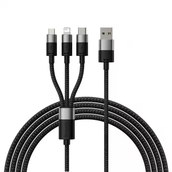 Baseus StarSpeed USB 3-in-1 πολυκαλώδιο φόρτισης USB-C + Micro USB + Lightning 3.5A 1,2m μαύρο