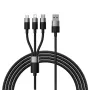 Baseus StarSpeed USB 3-in-1 πολυκαλώδιο φόρτισης USB-C + Micro USB + Lightning 3.5A 1,2m μαύρο