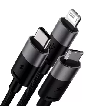 Baseus StarSpeed USB 3-in-1 πολυκαλώδιο φόρτισης USB-C + Micro USB + Lightning 3.5A 1,2m μαύρο