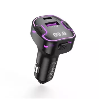XO BCC12 Bluetooth 5.0 FM transmitter με διπλή λειτουργία φόρτισης USB, ανοιχτή ακρόαση, ένδειξη LED, MP3 player USB/TF κάρτας, παρακολούθηση τάσης μπαταρίας αυτοκινήτου για οχήματα 12V/24V