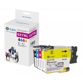 G&G Σετ μελανιών συμβατό με Brother LC527XLVAL, 3000 σελίδες Μαύρο / 2000 σελίδες Χρώμα