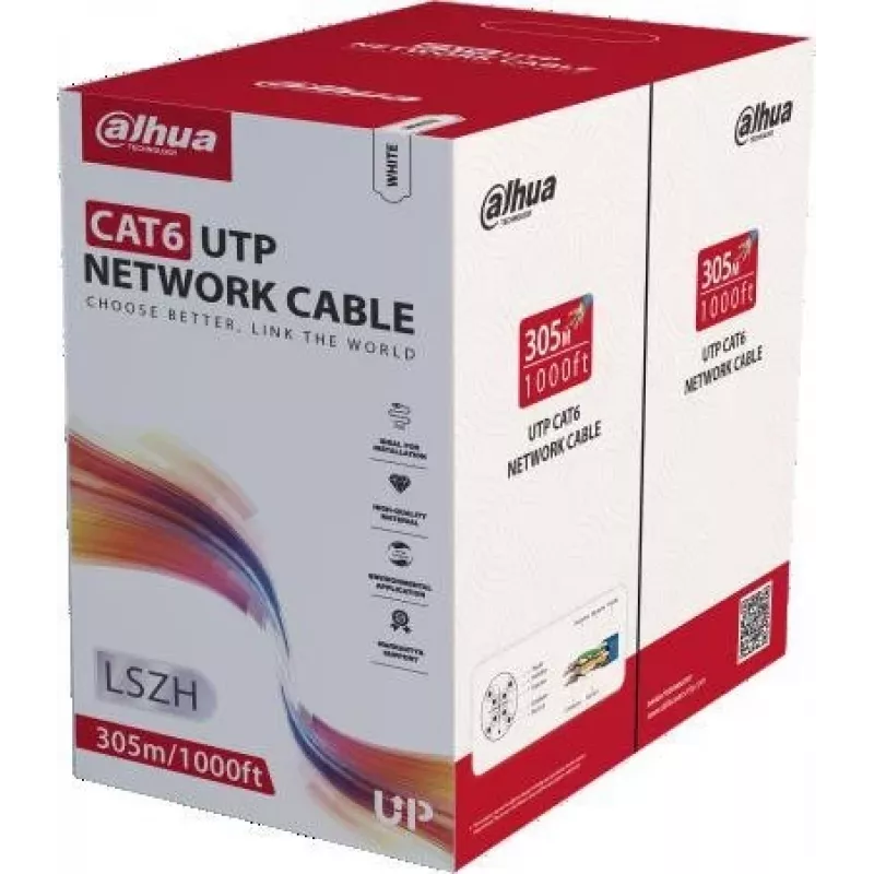 DAHUA PFM923I-6UN-C CAT6 UTP Καλώδιο, 305m, Λευκό