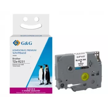 G&G Ninestar Κορδέλα Satin συμβατή με Brother TZe-R231, 12mm x 4m, Κόκκινο