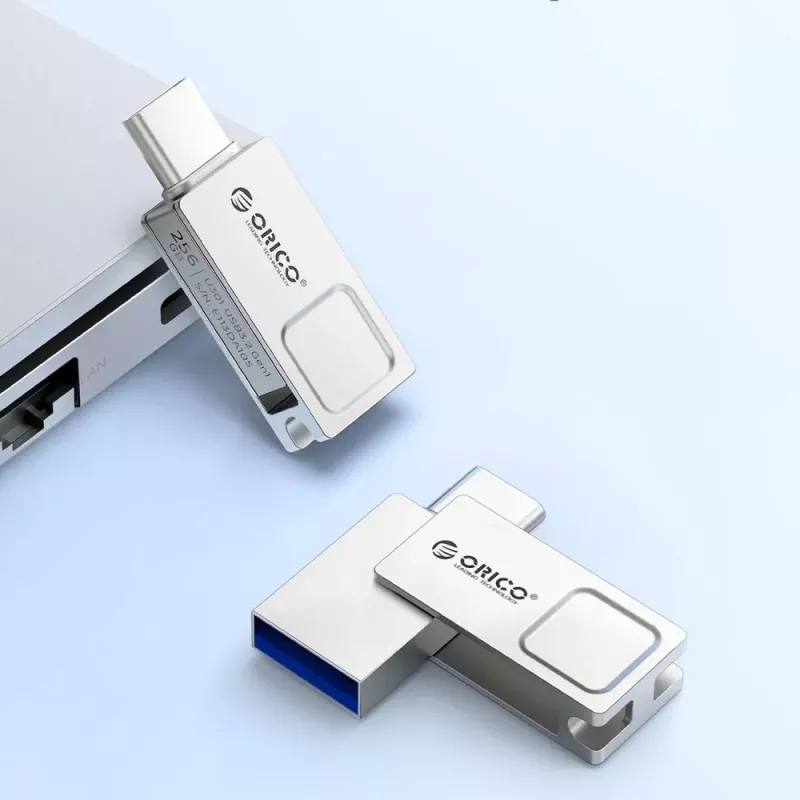 ORICO U301 128GB dual-USB-A/USB-C flash drive USB 3.2 Gen 1 ασημί