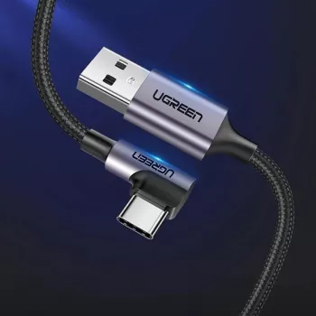UGREEN US284 Καλώδιο USB-A σε USB-C γωνιακό, 3A, 3m, Μαύρο