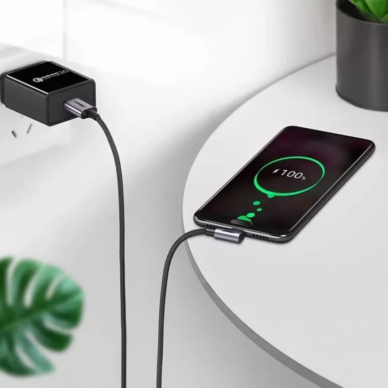 UGREEN US284 Καλώδιο USB-A σε USB-C γωνιακό, 3A, 3m, Μαύρο