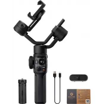 Zhiyun C030124ABR1 σταθεροποιητής gimbal smartphone 3 αξόνων με ενσωματωμένο φως συμπλήρωσης, Bluetooth 5.0, μπαταρία 2600mAh, έως 25h διάρκεια, υποστηρίζει smartphone 50-90mm, μαύρο