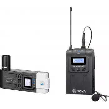 BOYA BY-WM8 Pro-K7 Δικαναλικό ασύρματο σύστημα lavalier μικροφώνου UHF με 48 κανάλια, εμβέλεια 100 m, δεκτή με τοποθέτηση σε κάμερα (568-590 MHz)