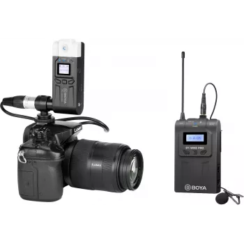 BOYA BY-WM8 Pro-K7 Δικαναλικό ασύρματο σύστημα lavalier μικροφώνου UHF με 48 κανάλια, εμβέλεια 100 m, δεκτή με τοποθέτηση σε κάμερα (568-590 MHz)