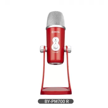 BOYA BY-PM700R Πυκνωτικό μικρόφωνο USB με καρδιοειδές, σφαιρικό, δίπολο και στερεοφωνικό διάγραμμα, έξοδο ακουστικών 3,5 mm, ρύθμιση έντασης, κουμπί σίγασης και ενσωματωμένο τρίποδο γραφείου