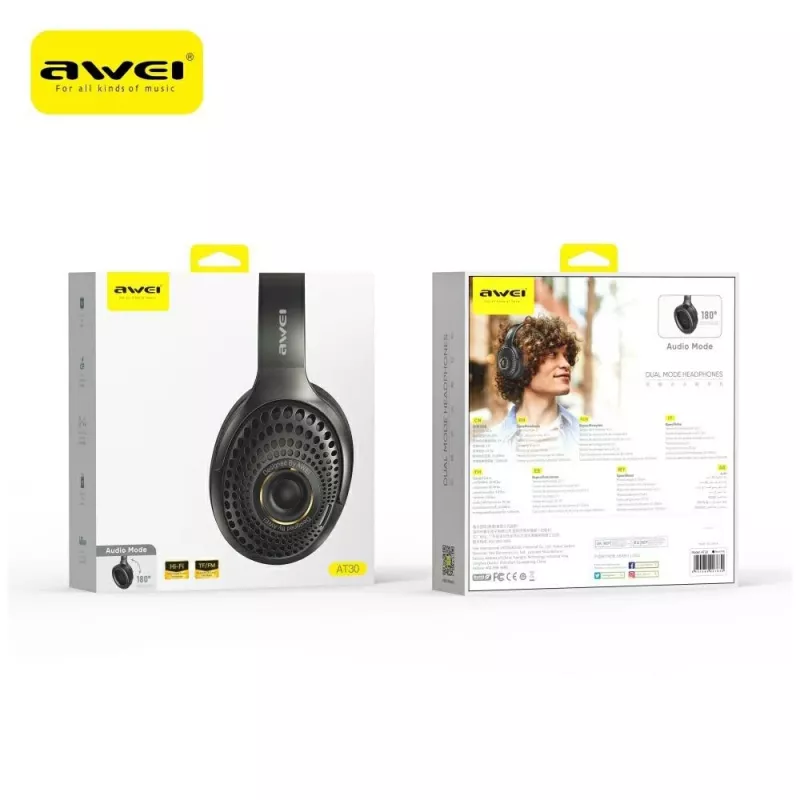 AWEI AT30 Bluetooth 6.0 ασύρματα ακουστικά, Μαύρο