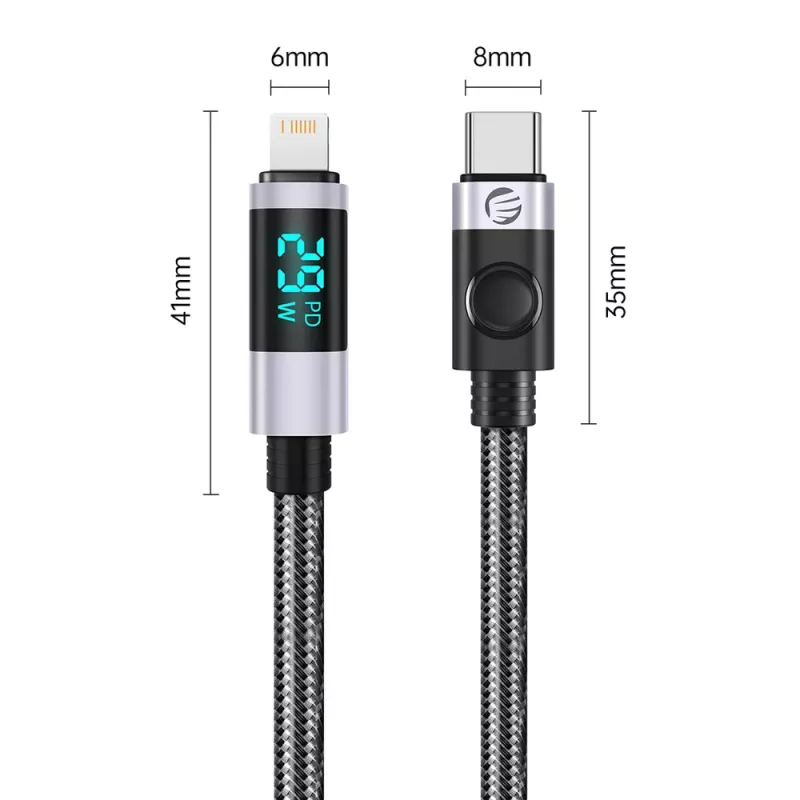 ORICO LDC2L Καλώδιο USB-C σε Lightning PD 29W με ένδειξη LED 2m Μαύρο