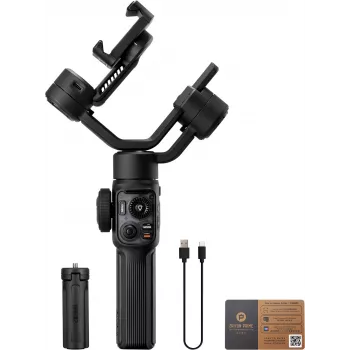 Zhiyun Smooth 5S AI Gimbal smartphone με μαγνητικό φωτιστικό συμπλήρωσης, σταθεροποιητής 3 αξόνων, ωφέλιμο φορτίο 300g, Μαύρο