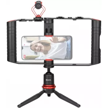 BOYA BY-VG380 Kit βίντεο smartphone με μικρόφωνο BY-MM1 Pro, φως LED και τρίποδο για vlogging, live streaming και κινητή λήψη