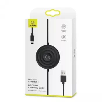 USAMS US-CC096 10W Qi Ασύρματος φορτιστής με καλώδιο Lightning - Μαύρο