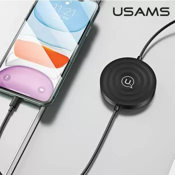 USAMS US-CC096 10W Qi Ασύρματος φορτιστής με καλώδιο Lightning - Μαύρο