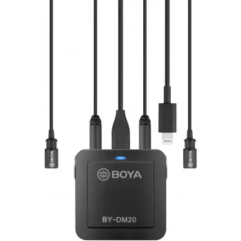 BOYA BY-DM20 Dual-Kanal ψηφιακό στερεοφωνικό μικρόφωνο πυκνωτή με σύνδεση USB-C, Lightning και USB-A, omnidirectional, 25Hz-20kHz, για iOS, Android, Windows, Mac
