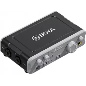BOYA BY-AM1 2-Kanal USB-C audio interface με εισόδους XLR/TRS, τροφοδοσία phantom +48V και Direct Monitoring