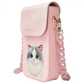 Nimmy Big Eyed Pet 2.0 θήκη smartphone γάτας - ροζ crossbody τσάντα για smartphones έως 6,7 ίντσες