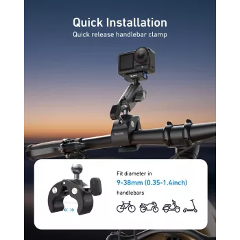 TELESIN Magic Arm Clamp Mount για DJI Osmo Action 5 Pro/4/3, Osmo 360, GoPro, Insta360 – S3-HBM-14-TDJ