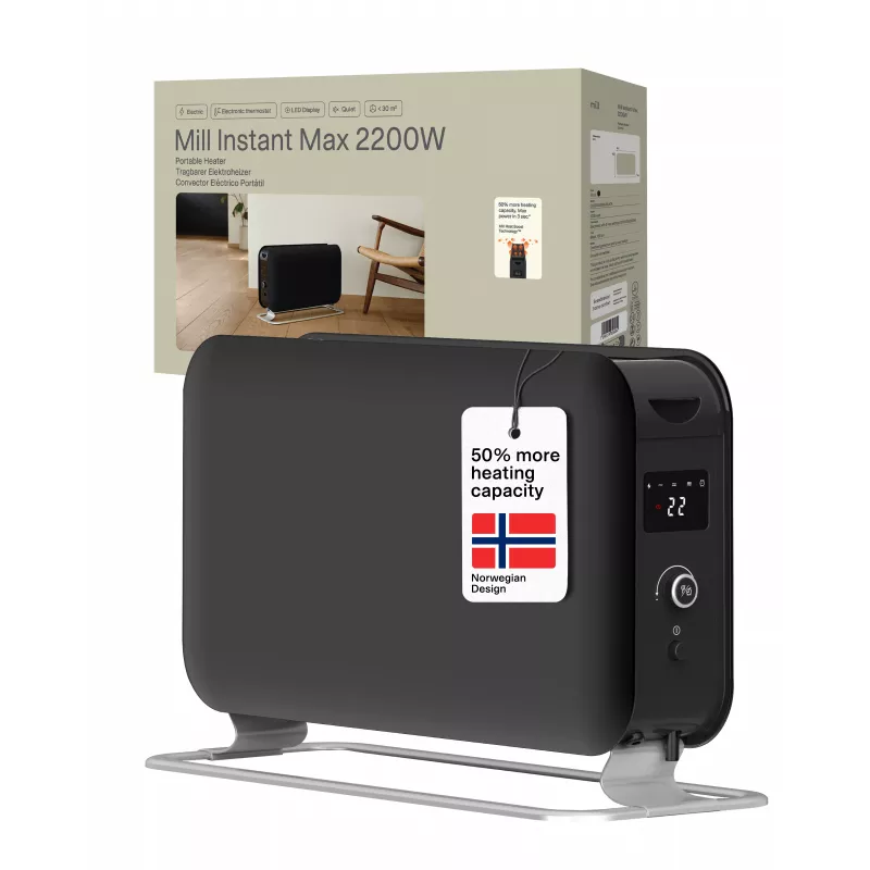 Mill Instant Max LED φορητός θερμαντήρας μεταφοράς, 2200 W, Μαύρο