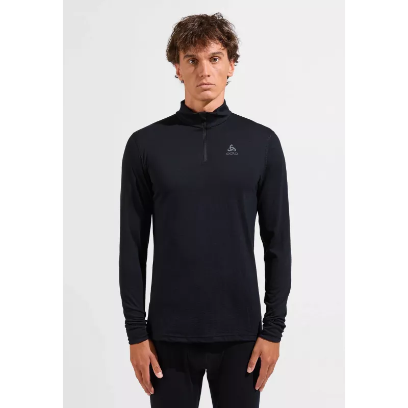 Odlo Merino 200 BL Τοπ Ζιβάγκο LS Μισό Φερμουάρ - Μαύρο - XL