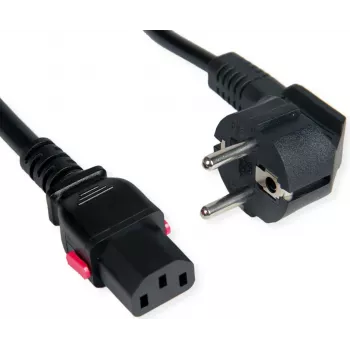 ROLINE Καλώδιο τροφοδοσίας CEE 7/7 σε IEC C13 ευθύ ασφαλιζόμενο 0,8 m Μαύρο