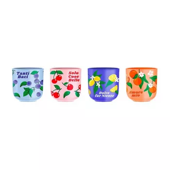 Bialetti Fruit Vibes Σετ κεραμικών φλιτζανιών καφέ, 300 ml, Πολύχρωμο, κατάλληλα για πλυντήριο πιάτων και φούρνο μικροκυμάτων