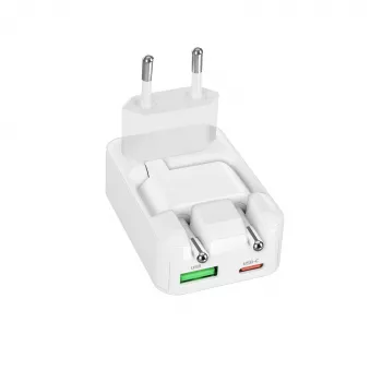 SBS TETRGANUSBTCFOLD20W 20W GaN USB-C αναδιπλούμενος φορτιστής τοίχου Λευκό