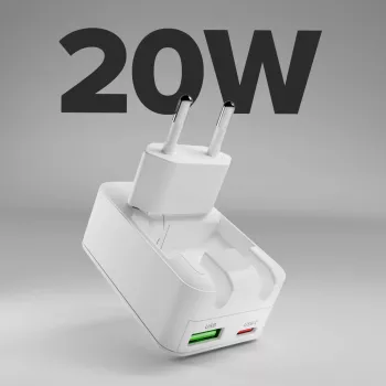 SBS TETRGANUSBTCFOLD20W 20W GaN USB-C αναδιπλούμενος φορτιστής τοίχου Λευκό