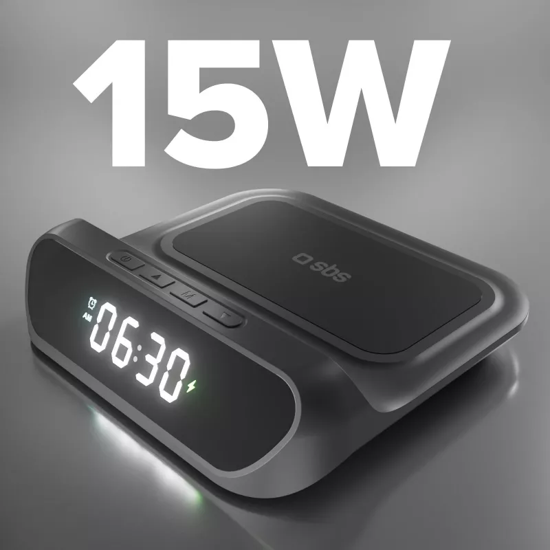 SBS ξυπνητήρι με ασύρματο φορτιστή 15 W (TEWIRCLOCK)