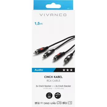 Καλώδιο ήχου Vivanco 2xRCA σε 2xRCA 1.5 m (VVA2RCA15MMK)