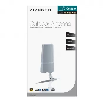 Vivanco VVANOUT42DBG Ενεργή εξωτερική κεραία για DAB/DAB+ και DVB-T/DVB-T2, ενίσχυση 42 dB, F αρσενικό, Μαύρο/Γκρι