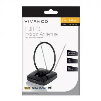 Vivanco VVTV2ANTCIRCLE Εσωτερική κεραία για DVB-T/T2, DAB/DAB+ και ραδιόφωνο FM, Μαύρο