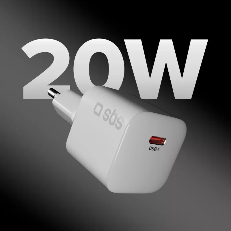 SBS 20W USB-C PD επιτοίχιος φορτιστής - λευκό