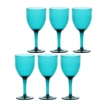 ROSE&TULIPANI FIABA σετ από 6 ακρυλικά ποτήρια κρασιού 400 ml, τυρκουάζ