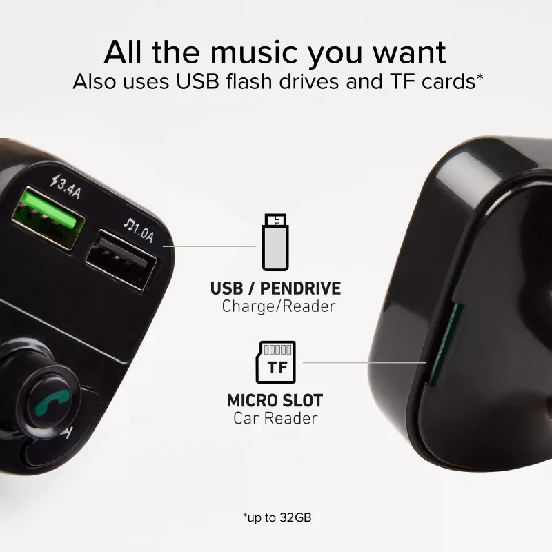 SBS TECARFM2USB Πομποδέκτης FM Bluetooth με λειτουργία ανοιχτής ακρόασης και διπλή φόρτιση USB