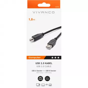 Καλώδιο USB A-B Vivanco 1.8 m (VVIT31USBAB18MMK)