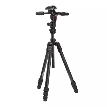 Manfrotto MKBFRTC4GTFB-3W Befree GT Ταξιδιωτικό τρίποδο από ανθρακονήματα με κεφαλή υγρών 3-διαστάσεων, Twist-Locks, αντοχή 10kg, μέγιστο ύψος 164cm, Μαύρο